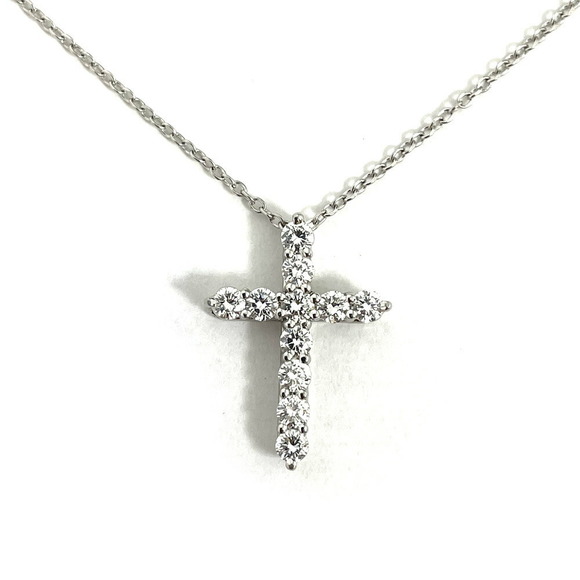 Tiffany Diamond Small Cross Necklace Platinum